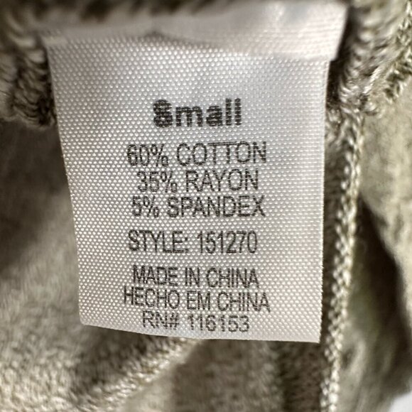 Poof Top Womens Small Tan Stretch Knit Long Sleeve Pullover High Split Side Hem - Picture 6 of 6